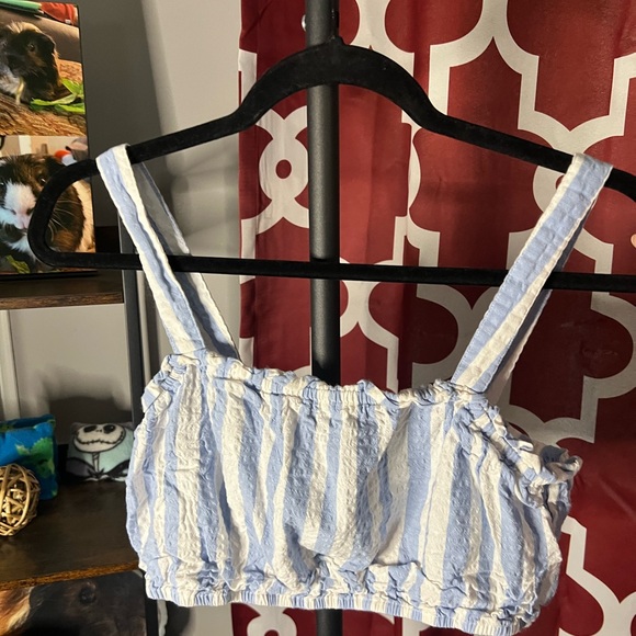 a.n.a Light Blue and White Striped Top - Picture 1 of 3